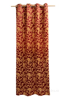 Jacquard ornament žakárově tkaný závěs bordó-zlatý  - zobrazit detaily