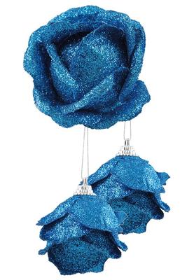 3 ks ozdob poupě růže modré  - zobrazit detaily