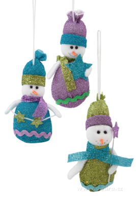 3 třpytiví sněhuláci textilní dekorace  - zobrazit detaily