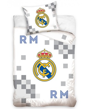 Povlečení Real Madrid Dados Grey 70x80,140x200 cm šedo-bílá