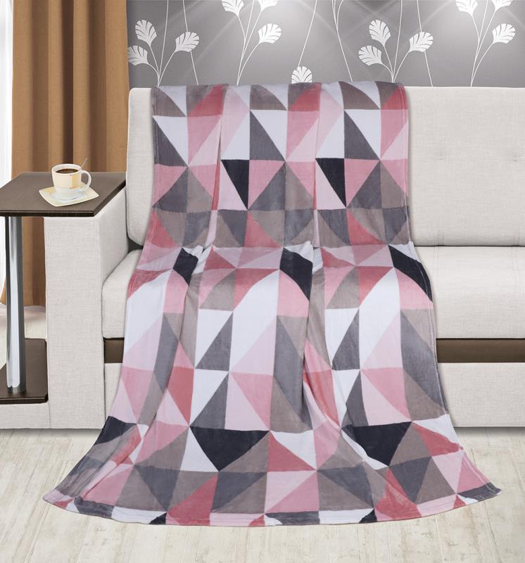 Přikrývka Kemping plus 150x200 cm růžové trojúhelníky