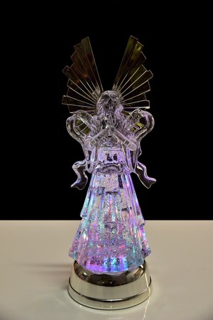 35 cm Velký anděl s LED proměnlivým osvětlením a plovoucími třpytkami  - zobrazit detaily