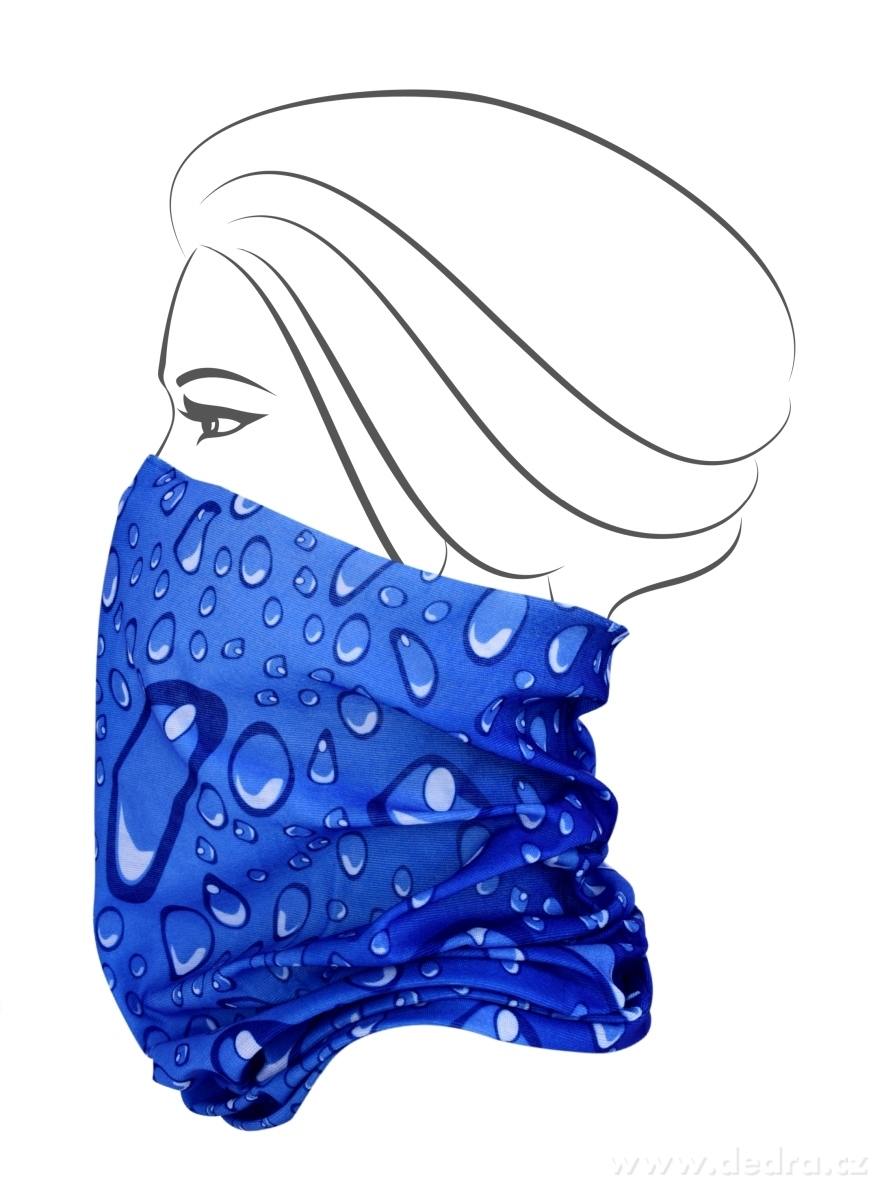 Multifunkční šátek průměr 45 - 70 cm, délka cca 50 cm modrý s bublinkami