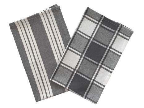 Utěrka bavlna Kostka-pruh šedá  2 ks 45x68 cm šedá