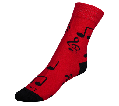 Ponožky Noty 39-42 červená, černá