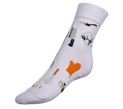 Ponožky Kuchař 43-46 bílá, šedá, oranžová