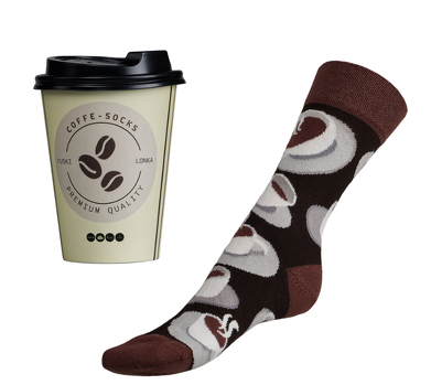 Ponožky Káva set v dárkovém balení 42-45 hnědá, béžová,bílá