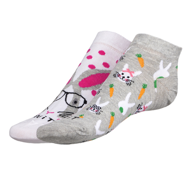 Ponožky nízké Králík/mrkev 35-38 bílá, růžová, šedá